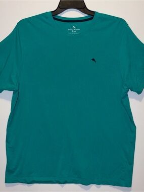 Tommy Bahama Teal Crew Neck Tee with Navy Trim XL